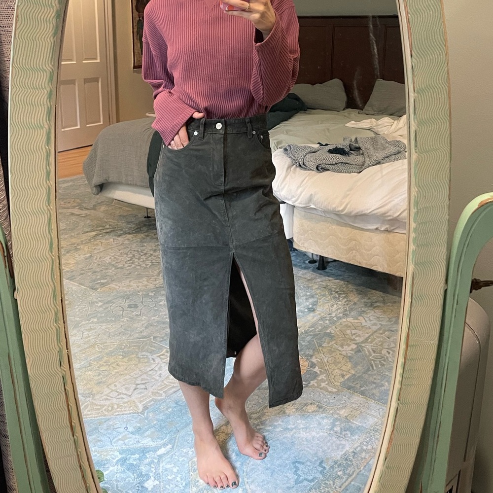 BLANKNYC Hunter midi skirt suede leather